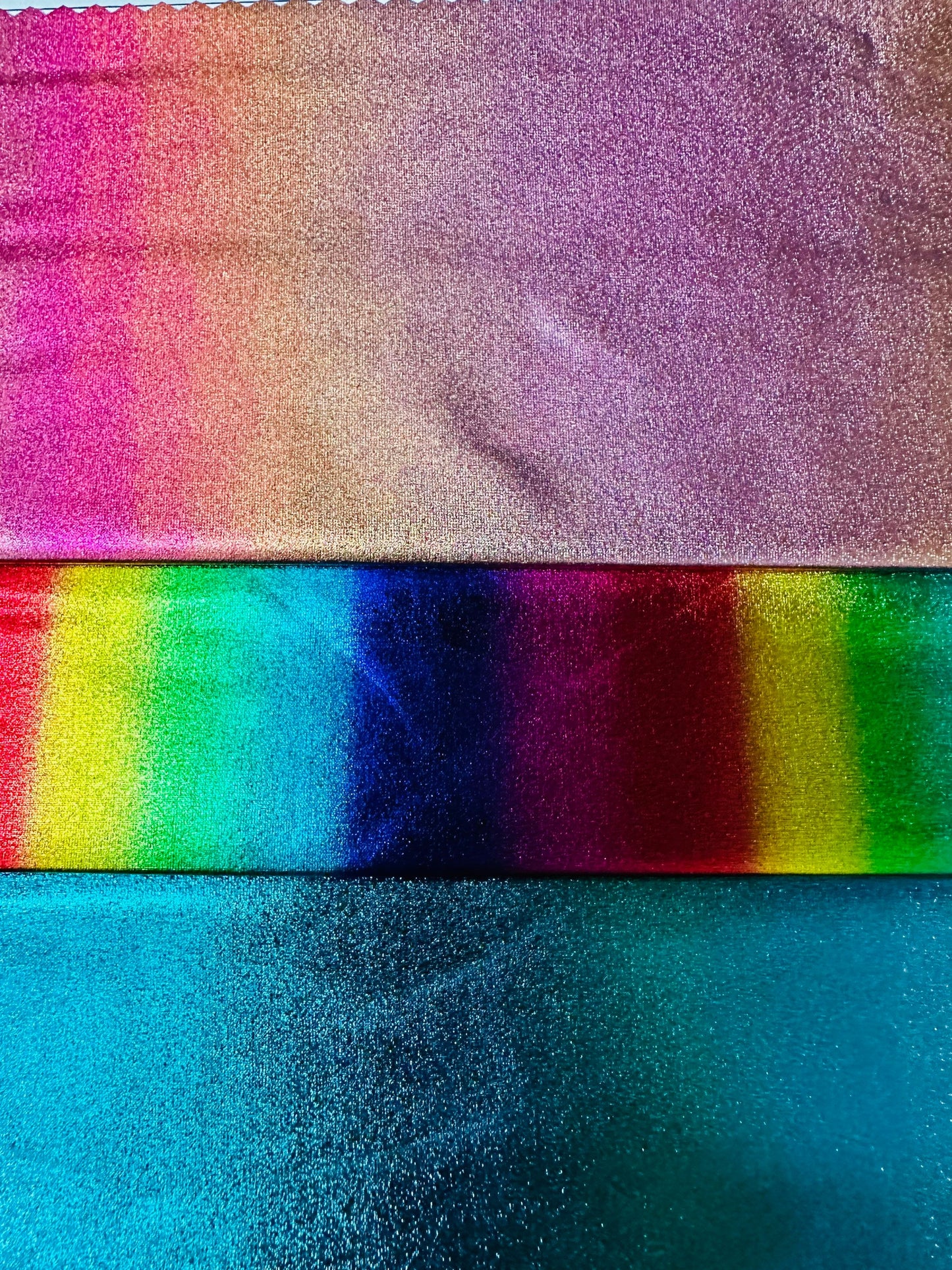 Ombre design all over foil nylon spandex 4-way stretch 58/60” Sold by the YD. Ships worldwide from Los Angeles California USA