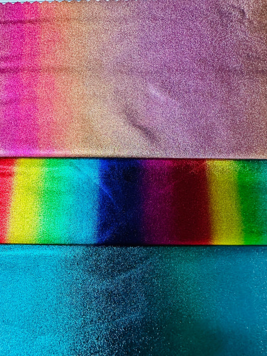 Ombre design all over foil nylon spandex 4-way stretch 58/60” Sold by the YD. Ships worldwide from Los Angeles California USA