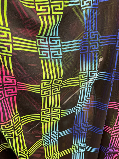 New Fashion Brand design multicolor print on great quality of nylon power mesh 4-way stretch 58/60” Sold by the YD. Ships worldwide from L.A