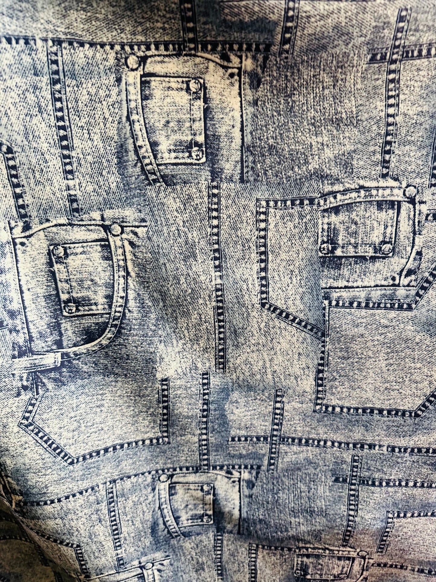 New denim jeans design print on great quality of nylon spandex 4-way stretch 58/60” Sold by the YD.