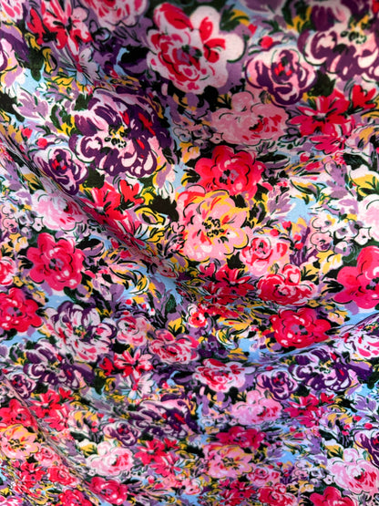 New Luxury Floral design Multicolor print on great quality of nylon spandex 4-way stretch 58/60” Sold by the YD.