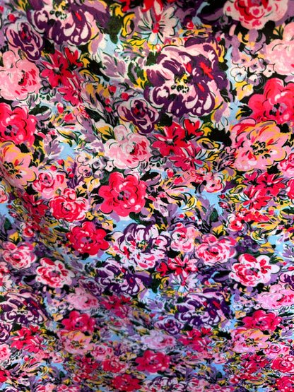 New Luxury Floral design Multicolor print on great quality of nylon spandex 4-way stretch 58/60” Sold by the YD.