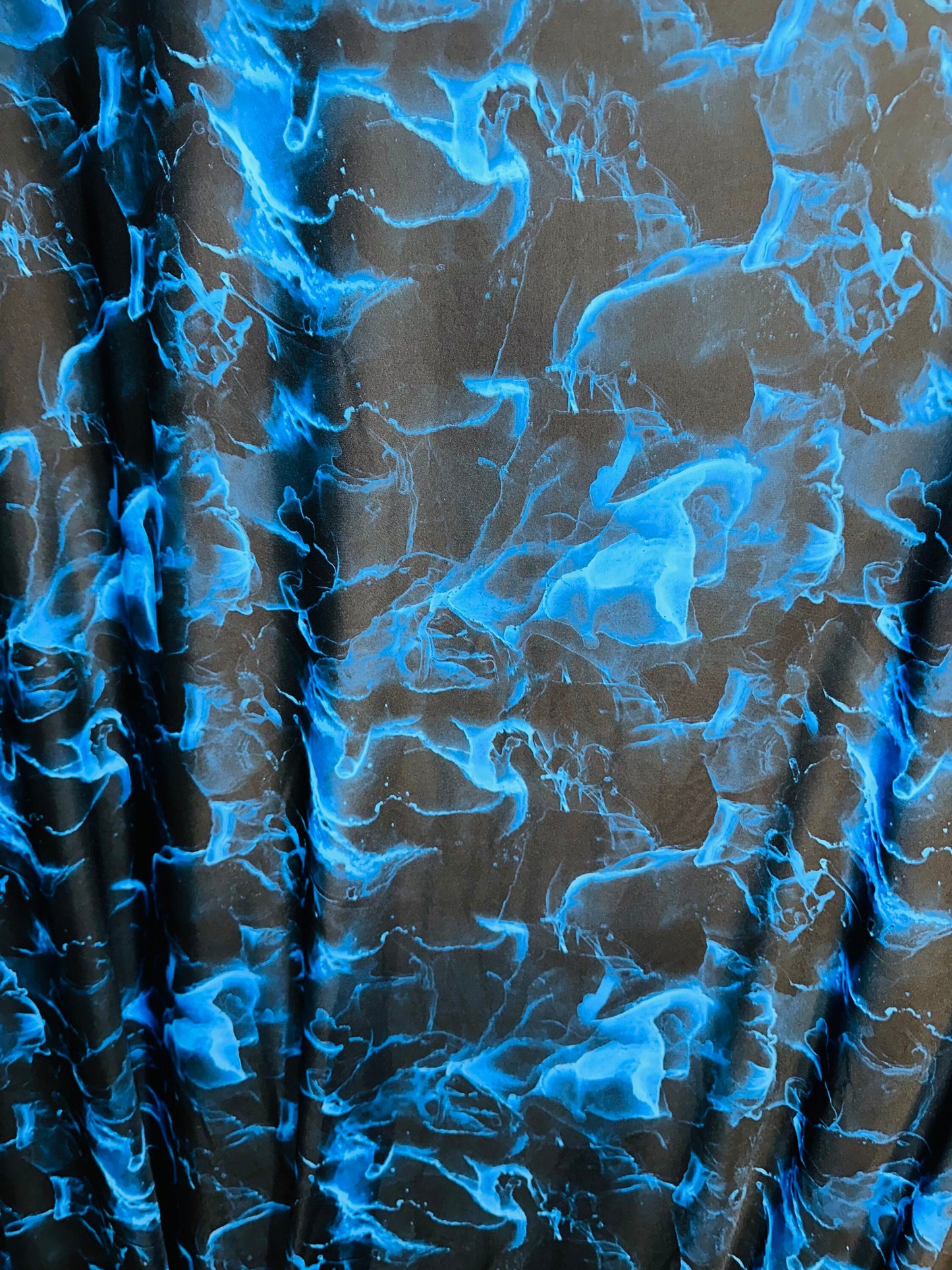 New Marble abstract design Sapphire/Black print on best quality of nylon spandex 4-way stretch 58/60” Sold by the YD.