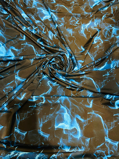 New Marble abstract design Sapphire/Black print on best quality of nylon spandex 4-way stretch 58/60” Sold by the YD.