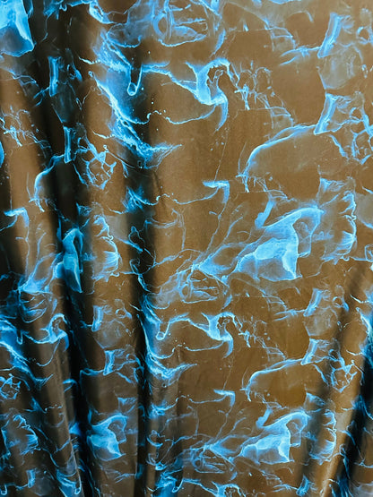 New Marble abstract design Sapphire/Black print on best quality of nylon spandex 4-way stretch 58/60” Sold by the YD.