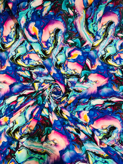 New Modern Lava abstract design multicolor print on best quality of nylon spandex 4-way stretch 58/60”