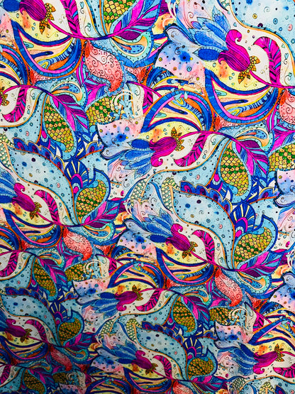 New Modern  Floral design multicolor print on best quality of nylon spandex 4-way stretch 58/60”