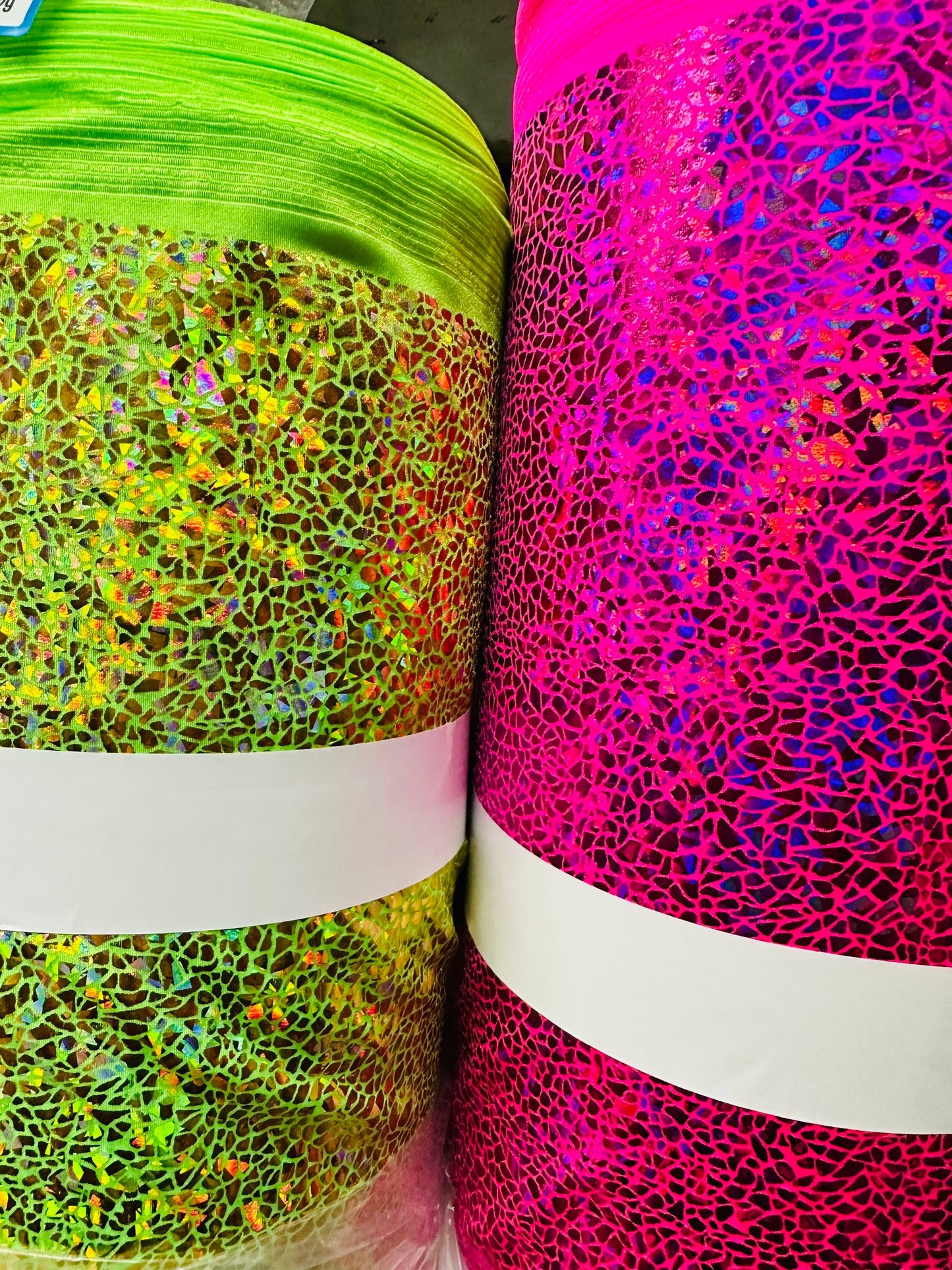 Wild Reptile Design hologram metallic nylon spandex 4-way stretch 58/60” Sold by the YD. Ships worldwide from Los Angeles California USA