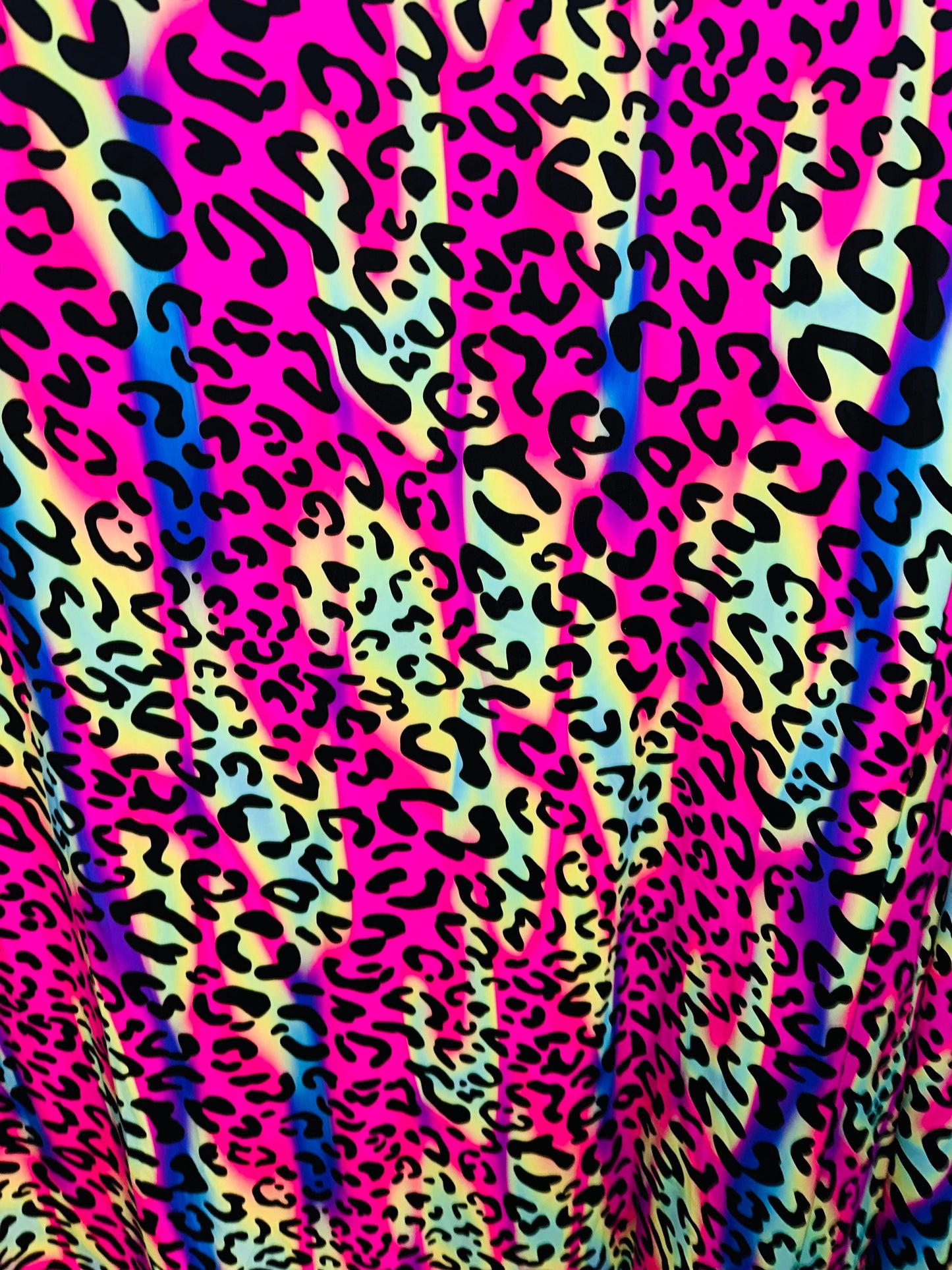 Wild Leopard design rainbow color print on best quality of nylon spandex 4-way stretch 58/60”