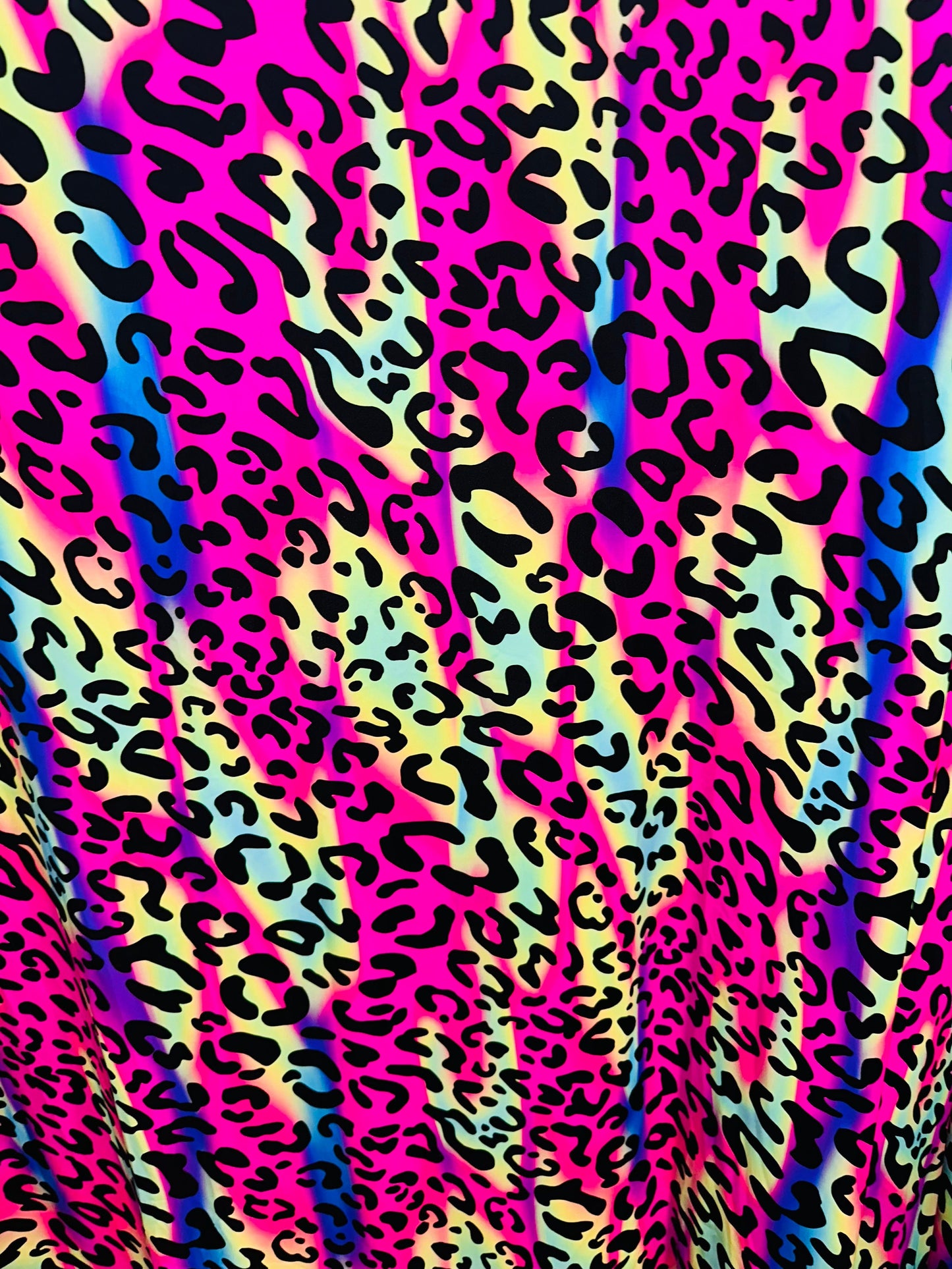 Wild Leopard design rainbow color print on best quality of nylon spandex 4-way stretch 58/60”