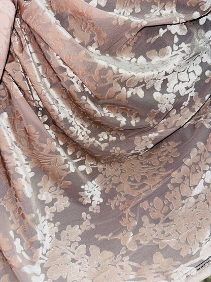 Burnout stretch velvet floral design blush pink Italian High quality 4way stretch 58/50" Sold by the YD. Ships worldwide