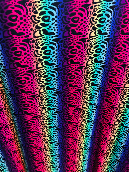 New Exotic Animal design rainbow print on best quality of nylon spandex 4-way stretch 58/60” Sold by the YD. Ships worldwide from LA