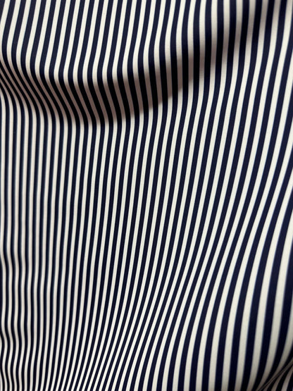 Small striped print nylon spandex best quality white/black 4-way stretch 58/60” Sold by the YD.