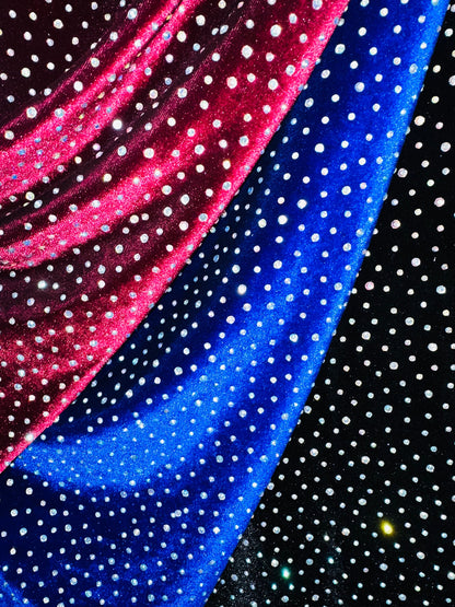 Luxury Rhinestone on stretch velvet 4-way stretch high quality fabrics by AlexLAFabrics