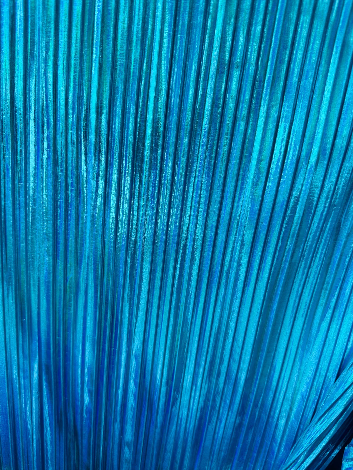 Luxury pleated iridescent foil 2-way stretch high quality spandex metallic fabric by AlexLAFabrics