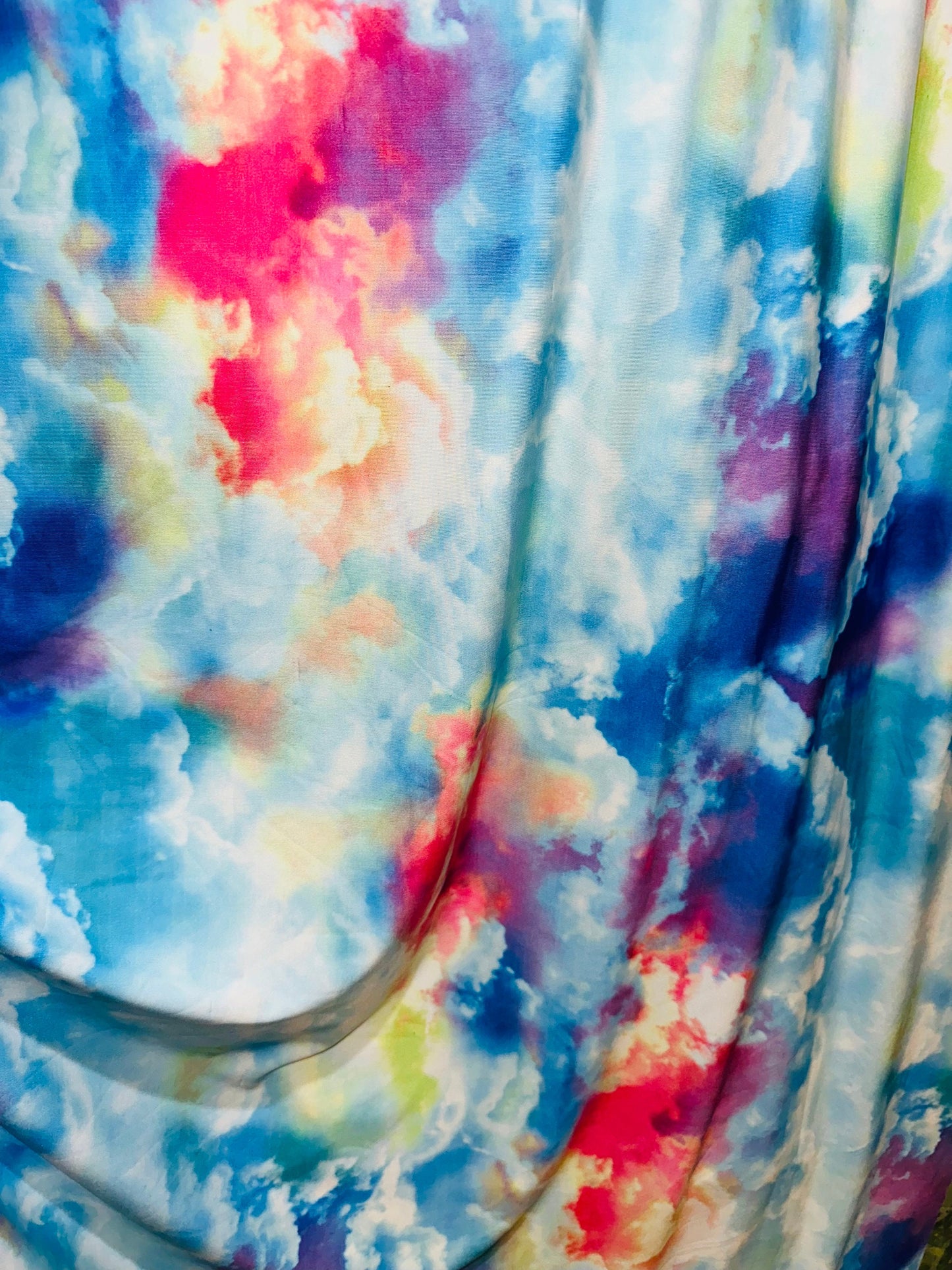 Celestial clouds design print on great quality of poly spandex 4-way stretch 58/60”