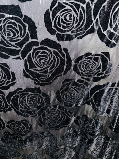 Luxury Victoria Rose design  burnout stretch velvet 4-way stretch 58/60” high Italian quality fabrics by AlexLAFabrics