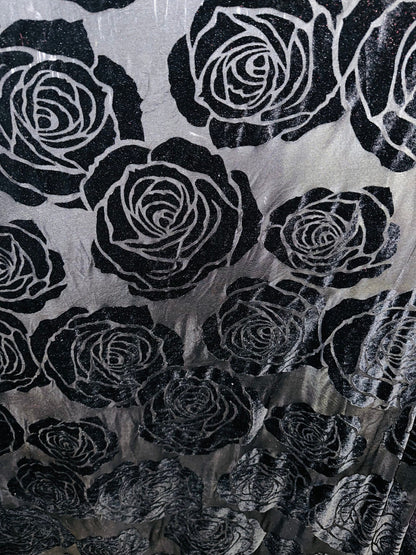 Luxury Victoria Rose design  burnout stretch velvet 4-way stretch 58/60” high Italian quality fabrics by AlexLAFabrics