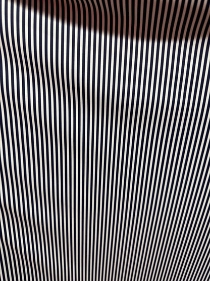 Small striped print nylon spandex best quality white/black 4-way stretch 58/60” Sold by the YD.