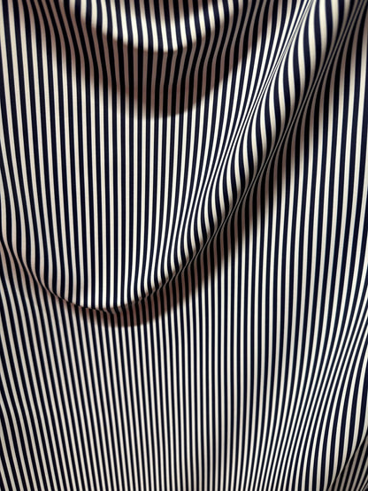 Small striped print nylon spandex best quality white/black 4-way stretch 58/60” Sold by the YD.