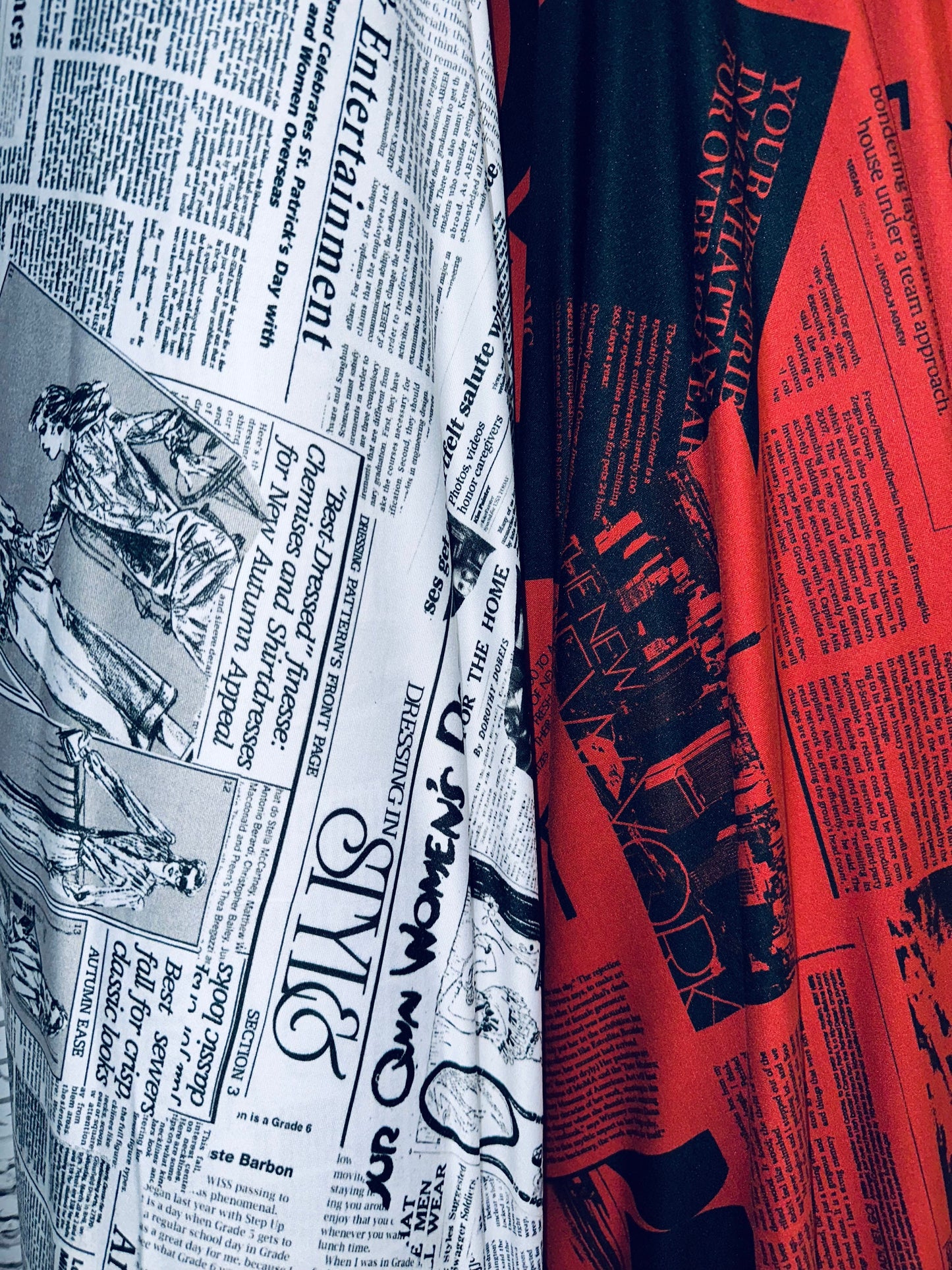 New Fashion News paper design print on great quality of poly spandex 4-way stretch medium weight 58/60” Sold by the YD.