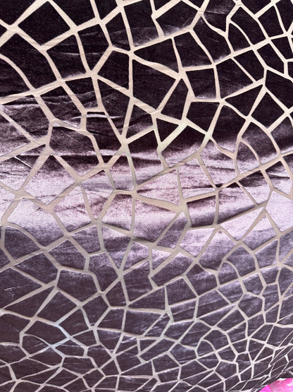 New Exotic Giraffe design high quality burnout stretch velvet 4-way stretch 58/60” Sold by the YD.