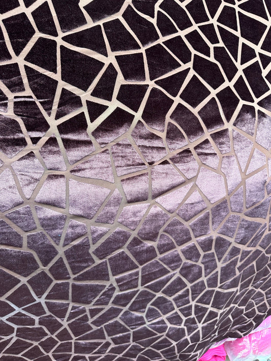 New Exotic Giraffe design high quality burnout stretch velvet 4-way stretch 58/60” Sold by the YD.