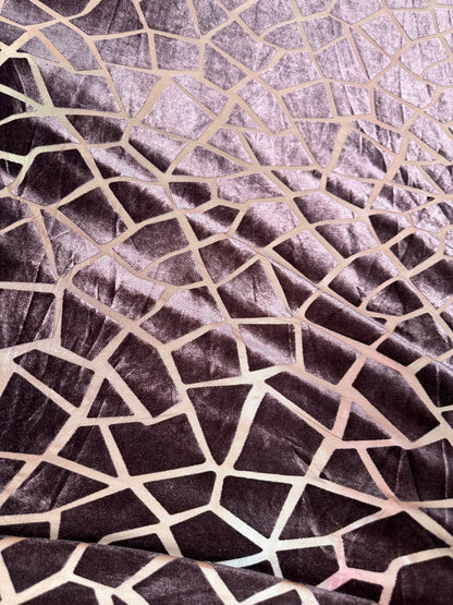 New Exotic Giraffe design high quality burnout stretch velvet 4-way stretch 58/60” Sold by the YD.