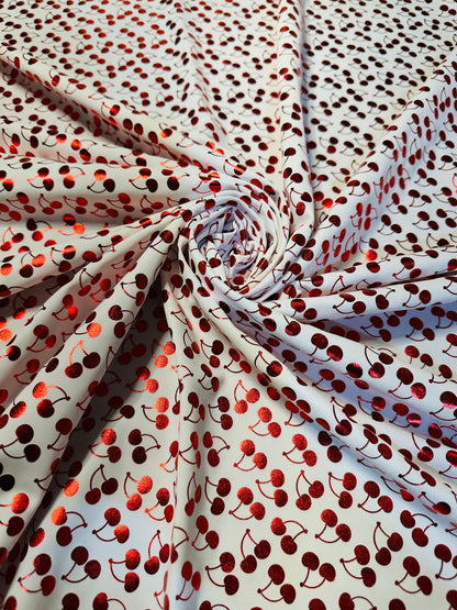 Cherry Luxury design high quality spandex fabric 4-way stretch 58/60” Sold by the YD.