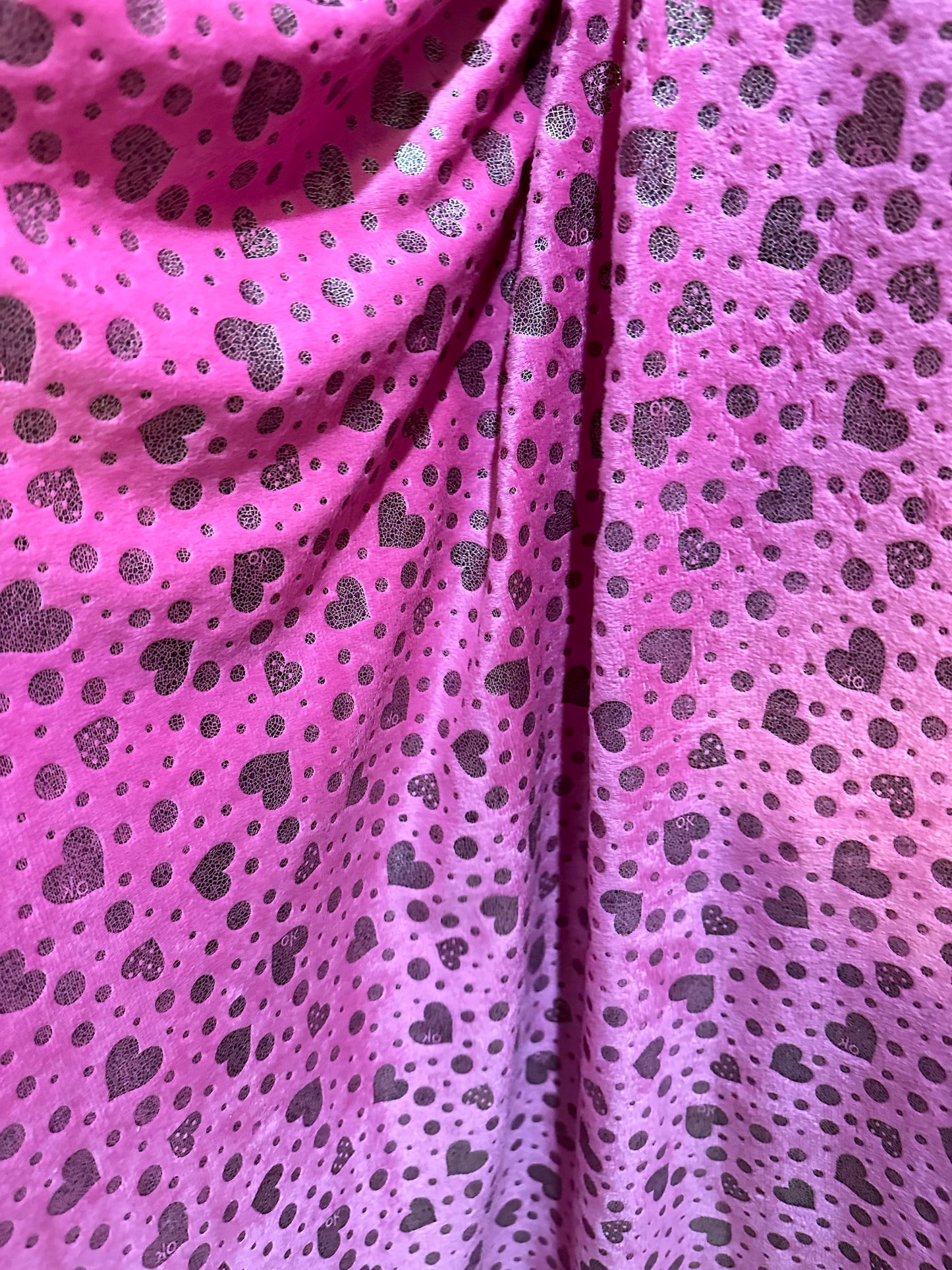 Heart design metallic minky fabric soft fabric 2-way stretch 58/60” Sold by the YD.