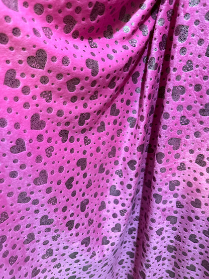 Heart design metallic minky fabric soft fabric 2-way stretch 58/60” Sold by the YD.