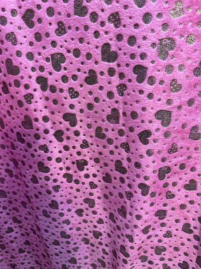 Heart design metallic minky fabric soft fabric 2-way stretch 58/60” Sold by the YD.
