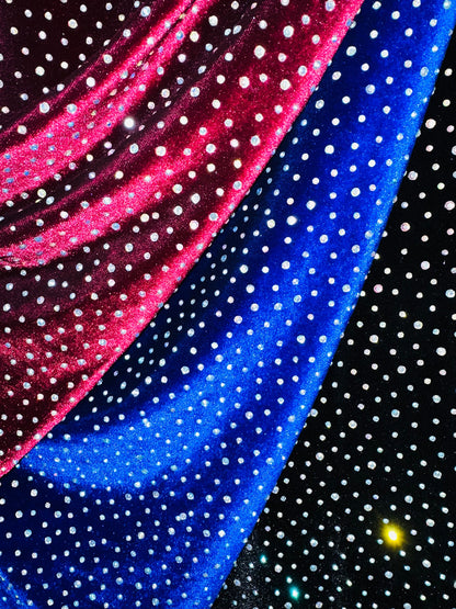 Luxury Rhinestone on stretch velvet 4-way stretch high quality fabrics by AlexLAFabrics