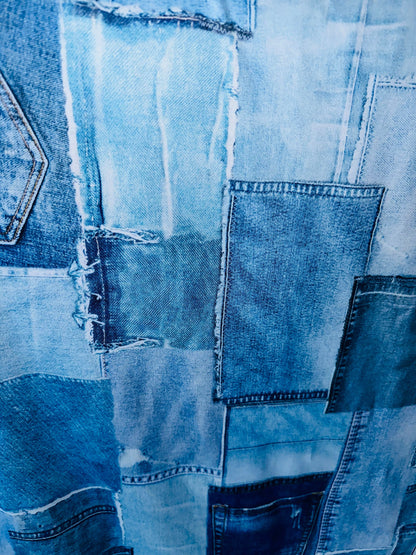 Denim jeans design print on great quality of poly spandex 4-way stretch 58/60”