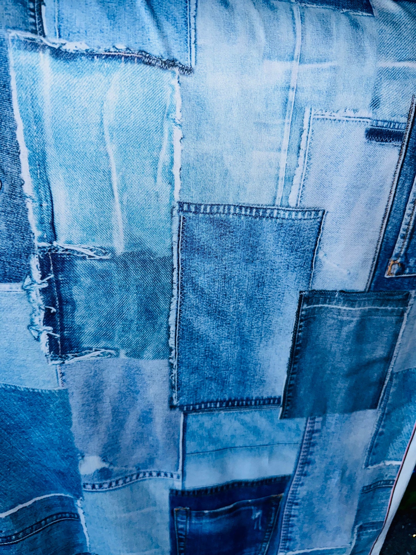 Denim jeans design print on great quality of poly spandex 4-way stretch 58/60”