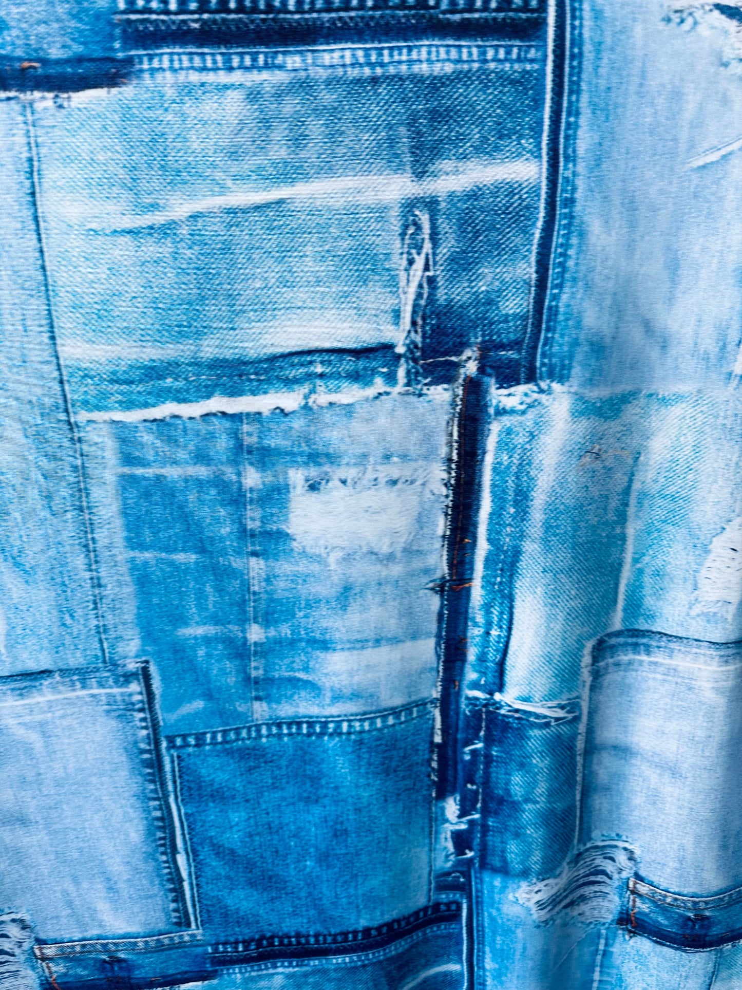 New Denim jeans design print on great quality of poly spandex 4-way stretch 58/60”