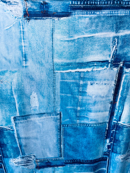 New Denim jeans design print on great quality of poly spandex 4-way stretch 58/60”