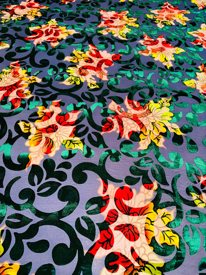 Victoria Italian floral burnout stretch velvet 4-way stretch high quality fabrics by AlexLAFabrics