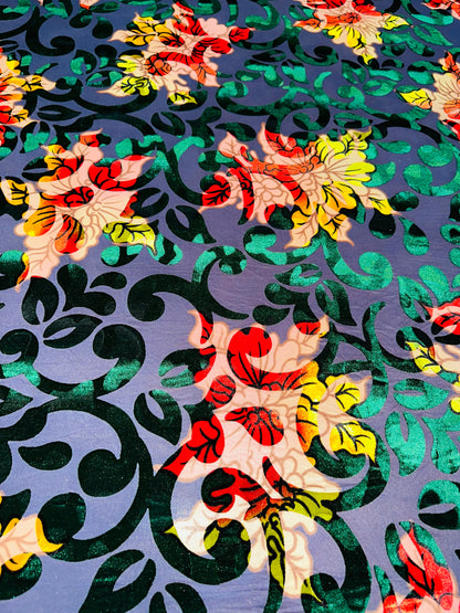 Victoria Italian floral burnout stretch velvet 4-way stretch high quality fabrics by AlexLAFabrics