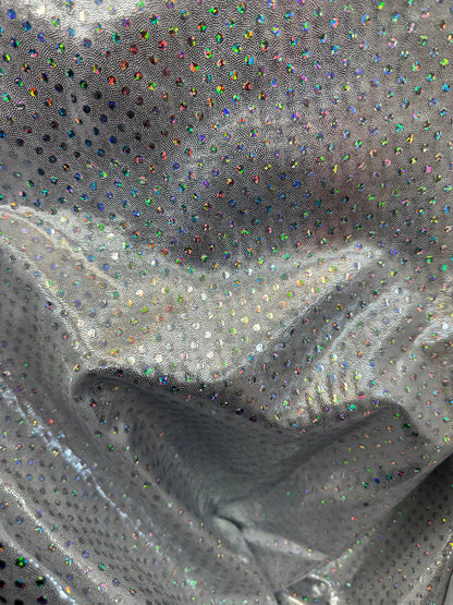 Luxury hologram foggy foil with hologram disco sequins all over metallic nylon spandex 4-way