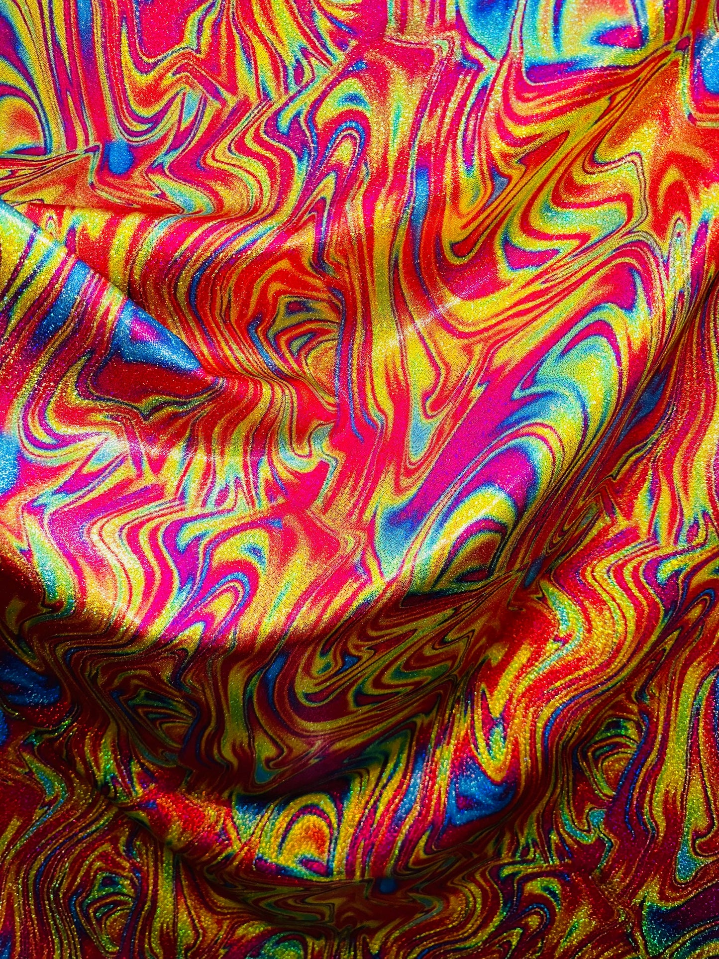 New Luxury Lava design hologram metallic nylon spandex 4-way stretch 58/60” High quality fabrics by AlexLAFabrics