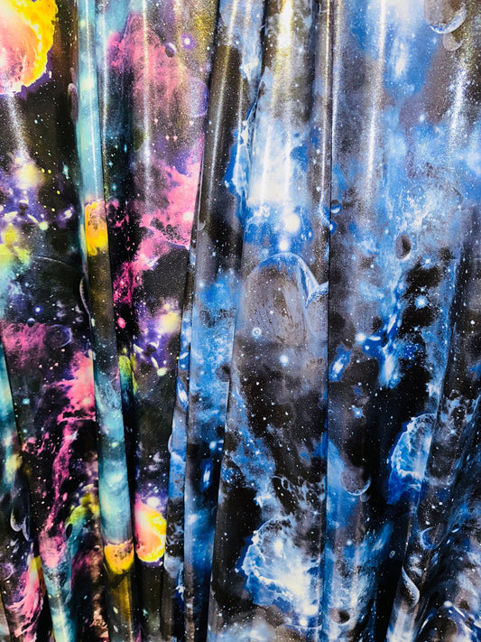 New Galaxy Luxury design metallic nylon spandex with foggy foil 4-way stretch 58/60”