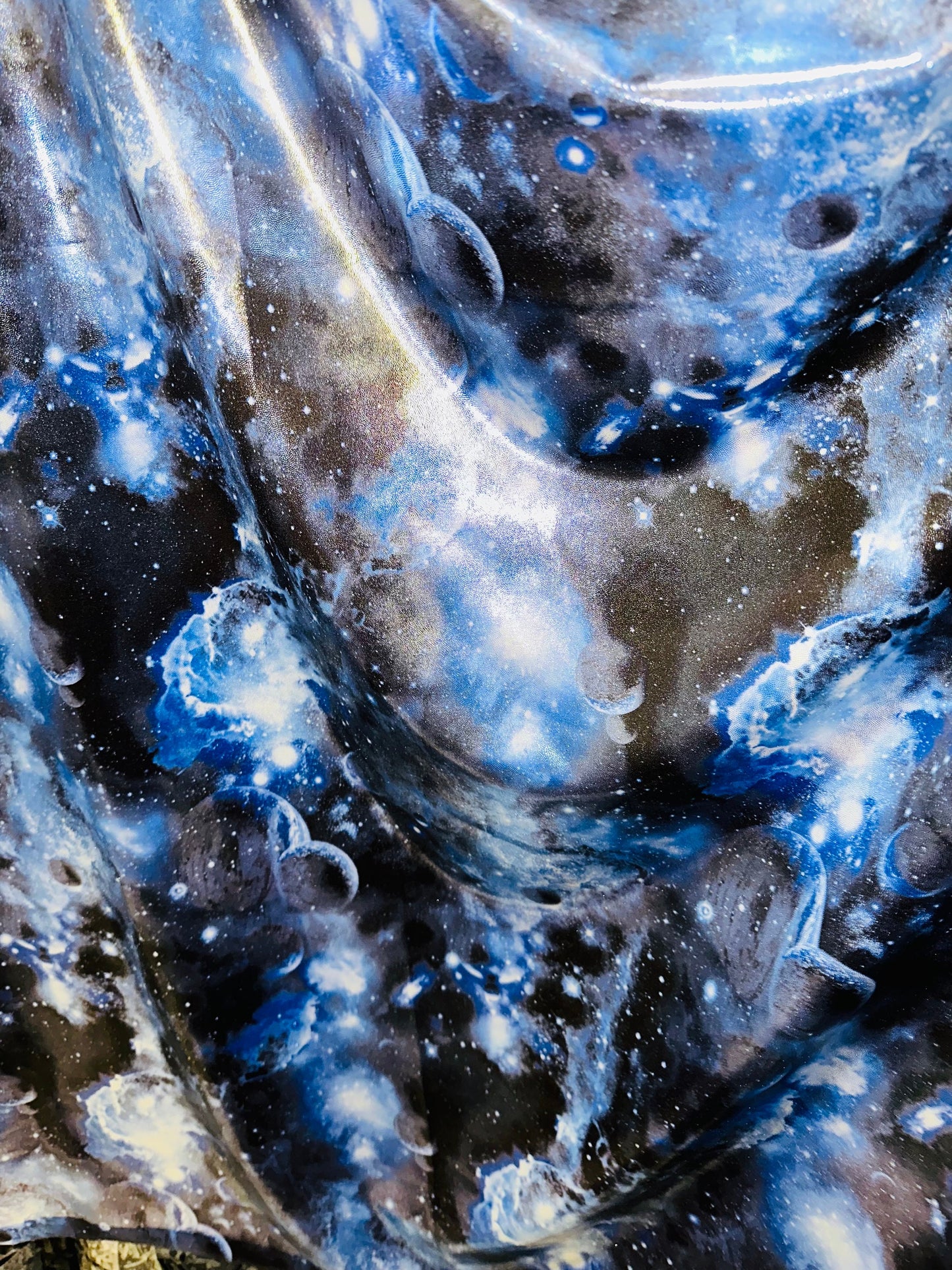 New Galaxy Luxury design metallic nylon spandex with foggy foil 4-way stretch 58/60”