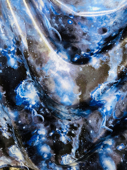 New Galaxy Luxury design metallic nylon spandex with foggy foil 4-way stretch 58/60”