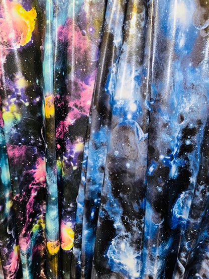 New Galaxy Luxury design metallic nylon spandex with foggy foil 4-way stretch 58/60”