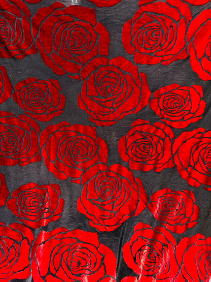 Luxury Victoria Rose design  burnout stretch velvet 4-way stretch 58/60” high Italian quality fabrics by AlexLAFabrics