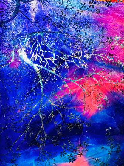 New Luxury tie dye stretch velvet with Japanese Garden design 4-way stretch 58/60”