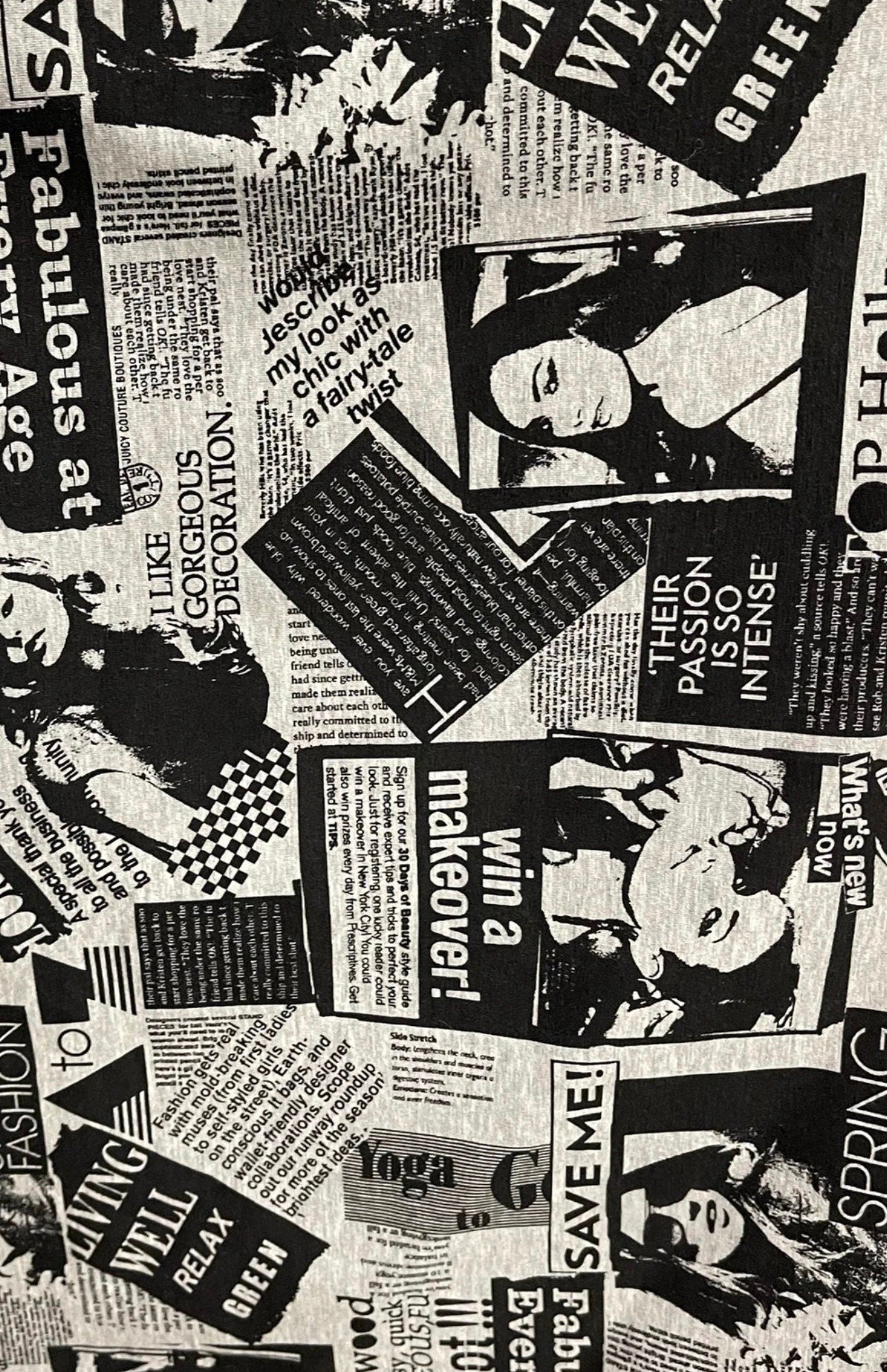 New Fashion News paper design print on great quality of poly spandex 4-way stretch medium weight 58/60” Sold by the YD.