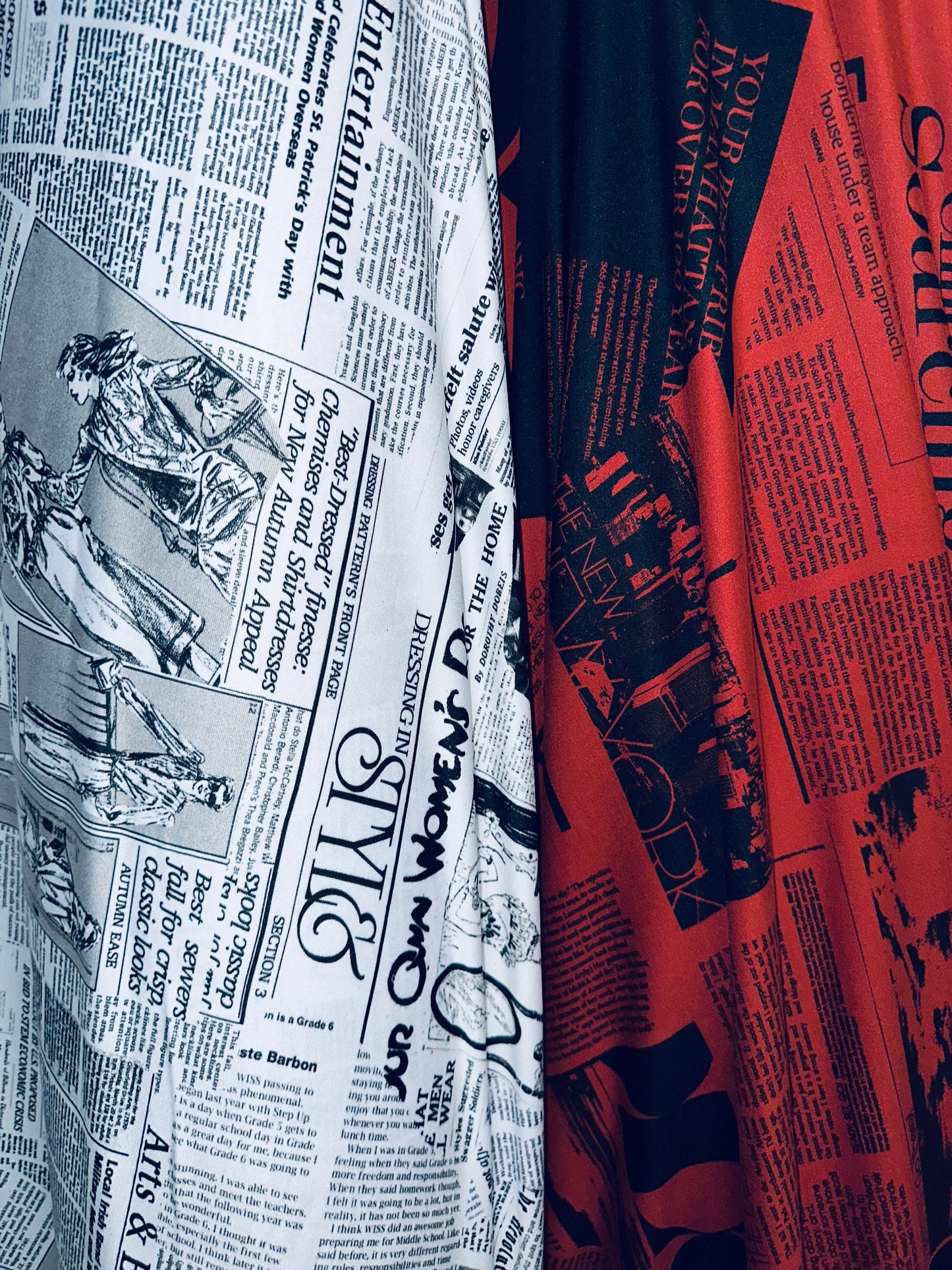 New Fashion News paper design print on great quality of poly spandex 4-way stretch medium weight 58/60” Sold by the YD.