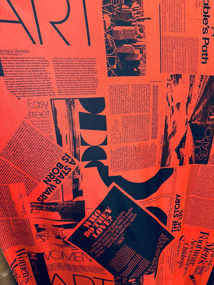 New Fashion Newspaper design print on great quality of poly spandex 4-way stretch medium weight 58/60” Sold by the YD.